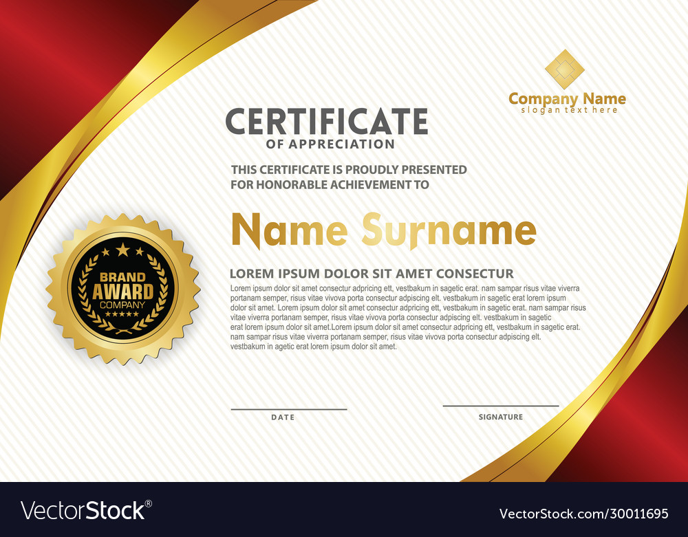 Luxury and elegant certificate template Royalty Free Vector