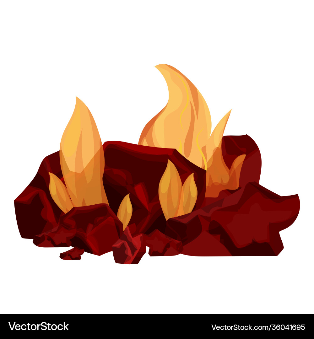Pile coal charcoal burning in flame isolated Vector Image