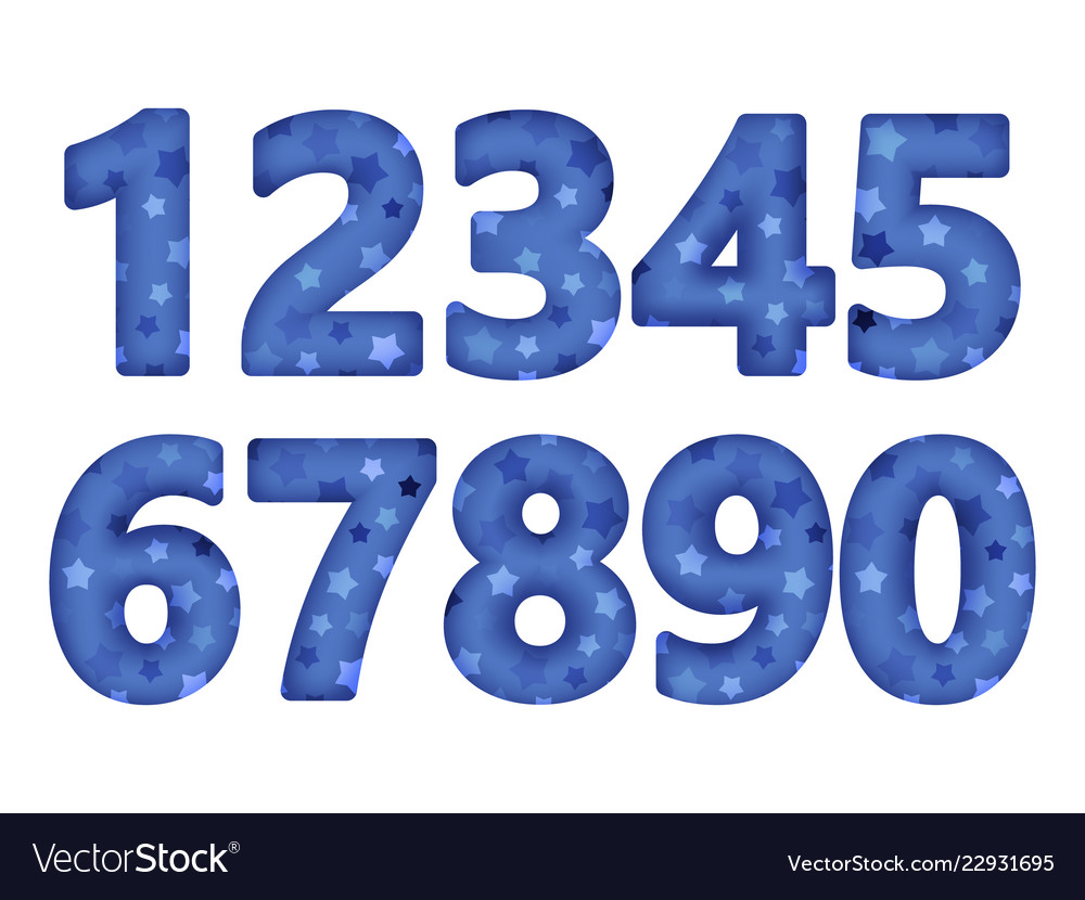 Set threedimensional numbers with winter decor Vector Image