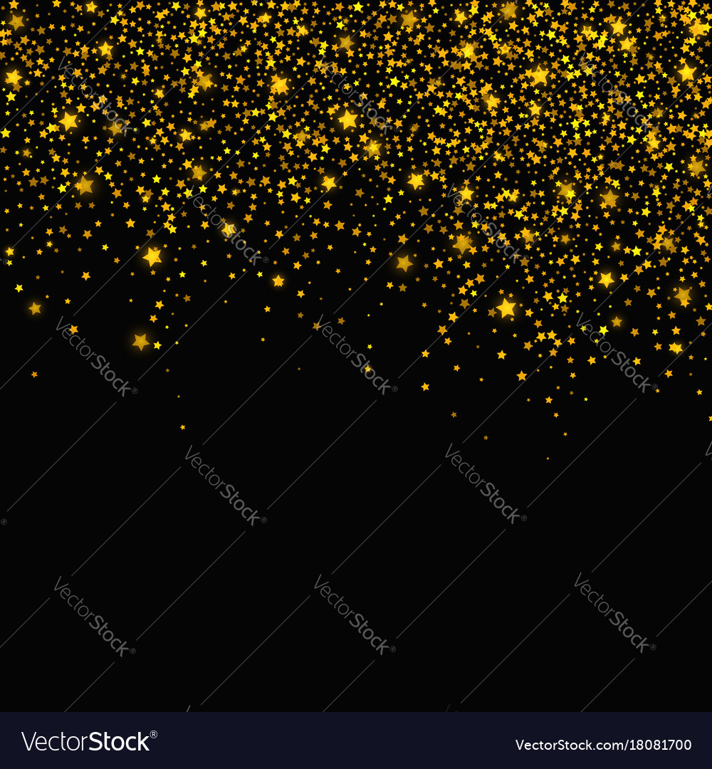 Gold glitter falling stars background Royalty Free Vector