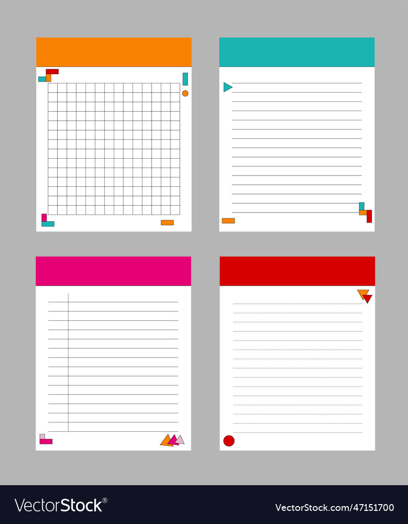 Notes paper sheet printable memo template Vector Image