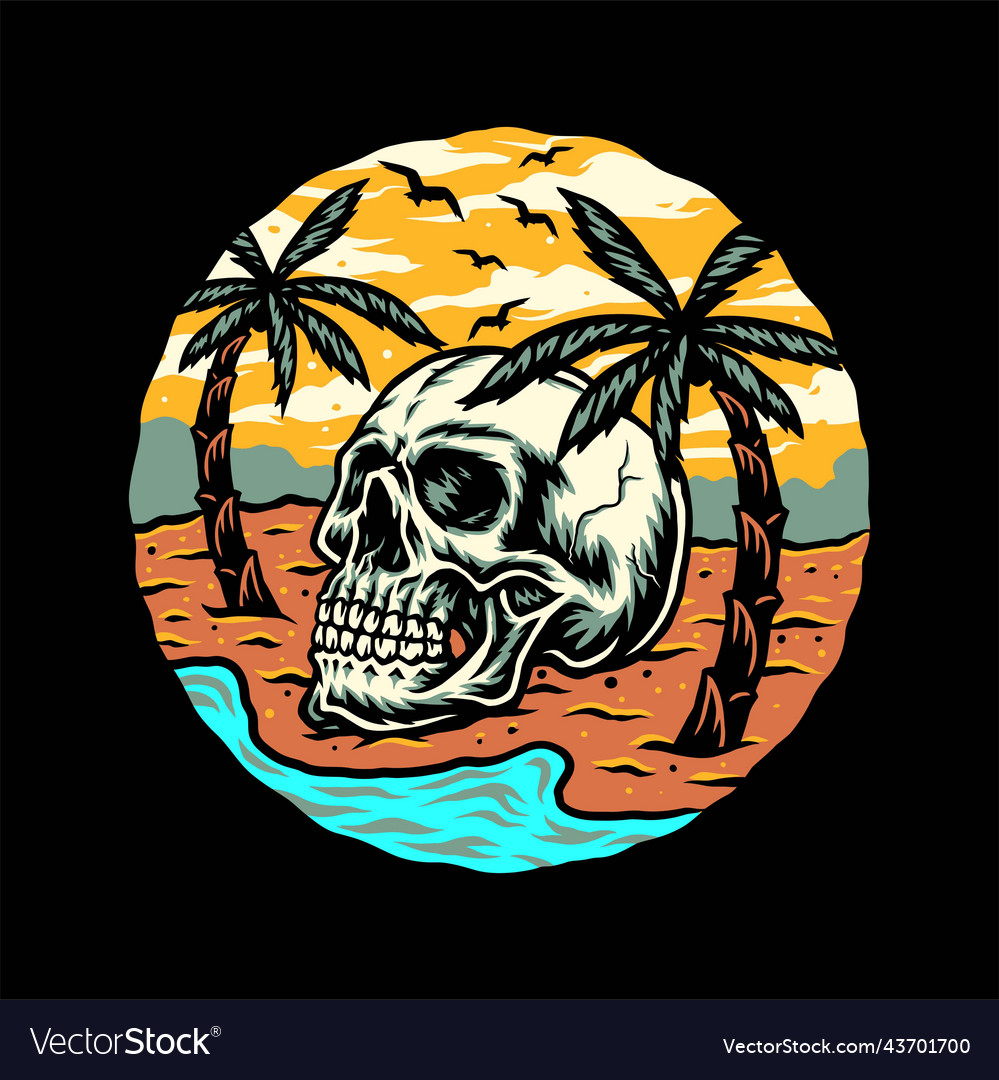 Skull summer beach t-shirt graphic design