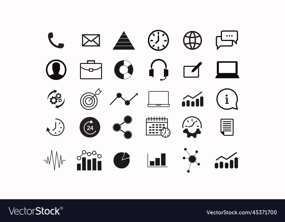 Work and productivity icon set Royalty Free Vector Image