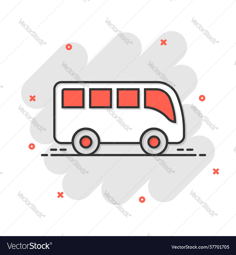 Bus icon in comic style coach cartoon on white Vector Image Bus icon in comic style coach cartoon on white Vector Image