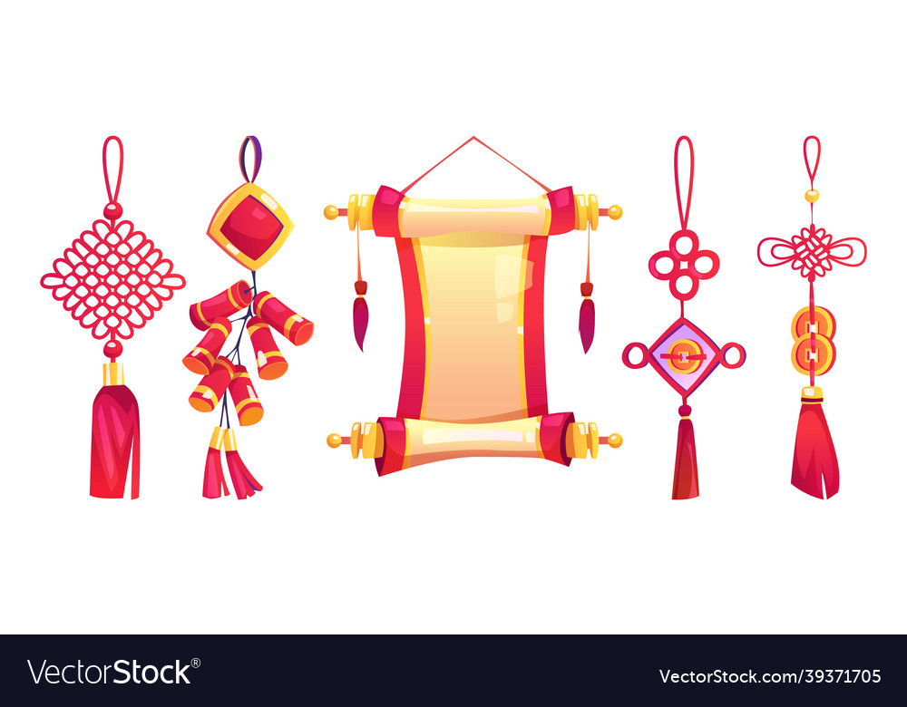 Chinese New Year Holiday Decorations Set Vector Image