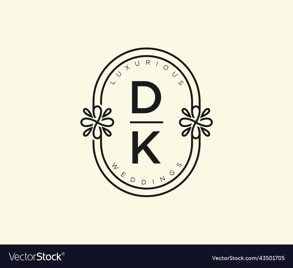 Dk initials letter wedding monogram logos Vector Image