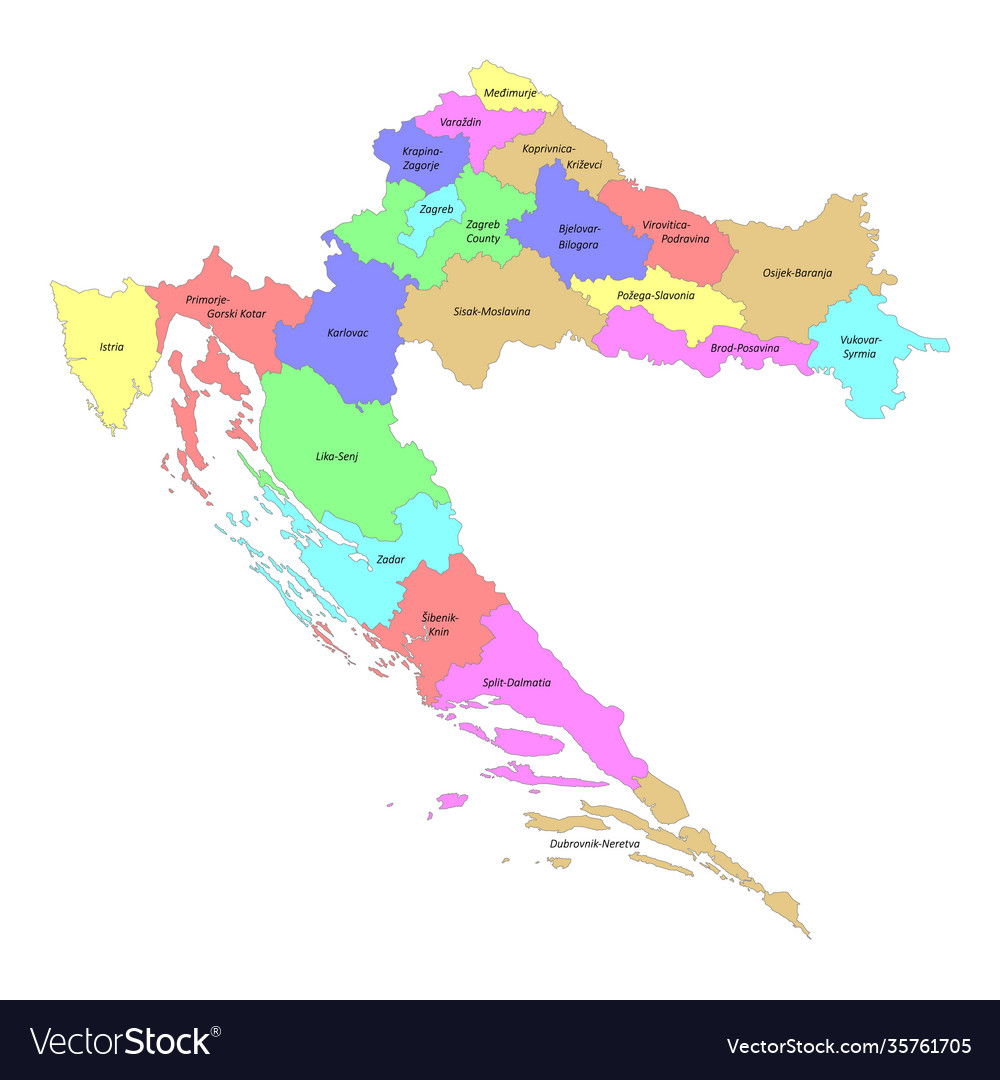 High quality labeled map croatia with borders Vector Image