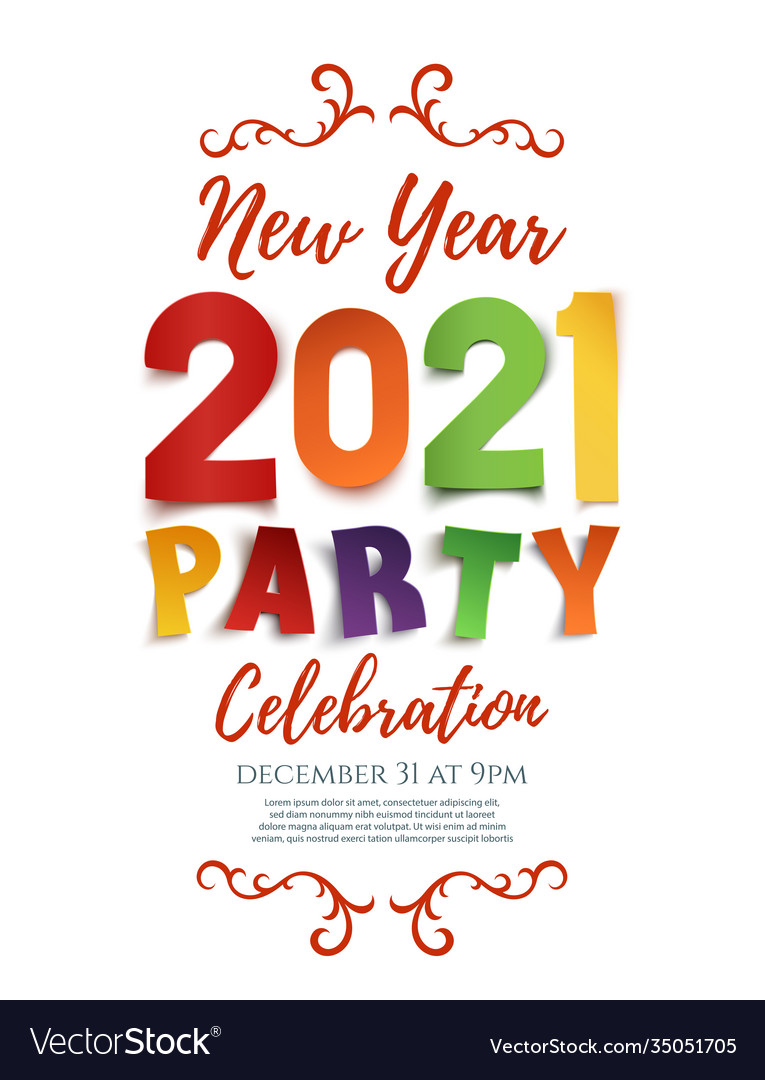 New year 2021 party poster template isolated vector image New year 2021 party poster template isolated
