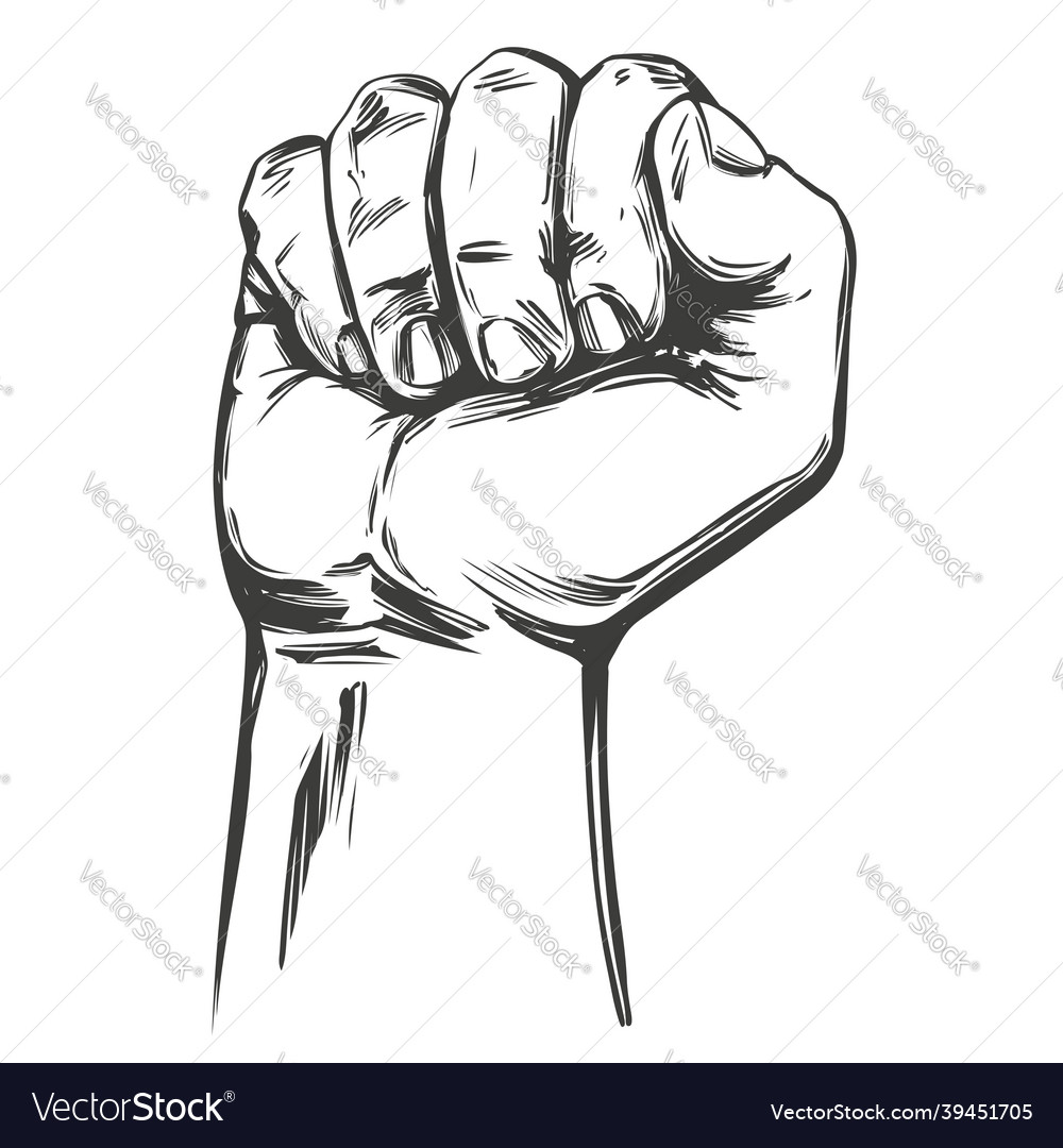 Raised hand up clenched into a fist icon cartoon Vector Image