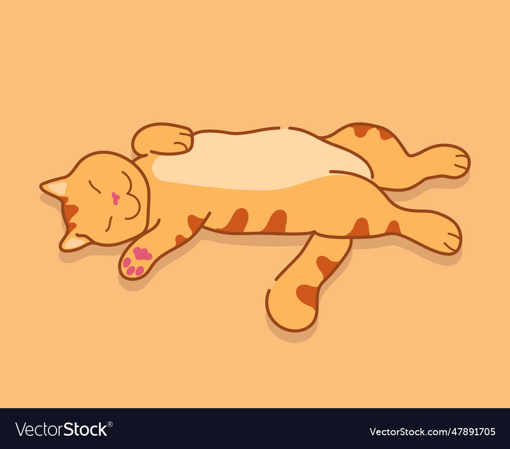 Sleeping ginger cat in a relaxed position cute Vector Image