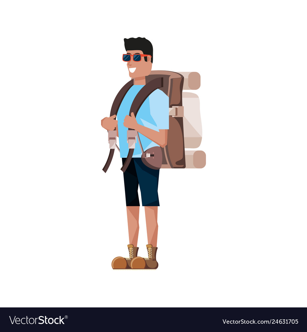 Traveler Man With Travel Bag Avatar Character Vector Image