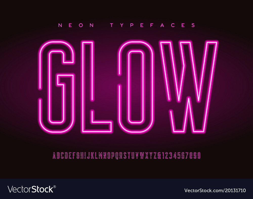 Glowing linear neon typefaces alphabet Royalty Free Vector