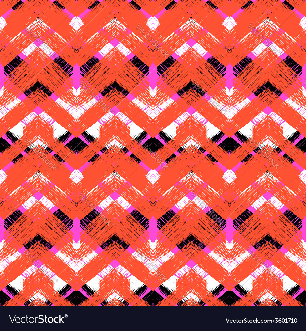 Multicolor Hand Drawn Pattern Zigzag Royalty Free Vector