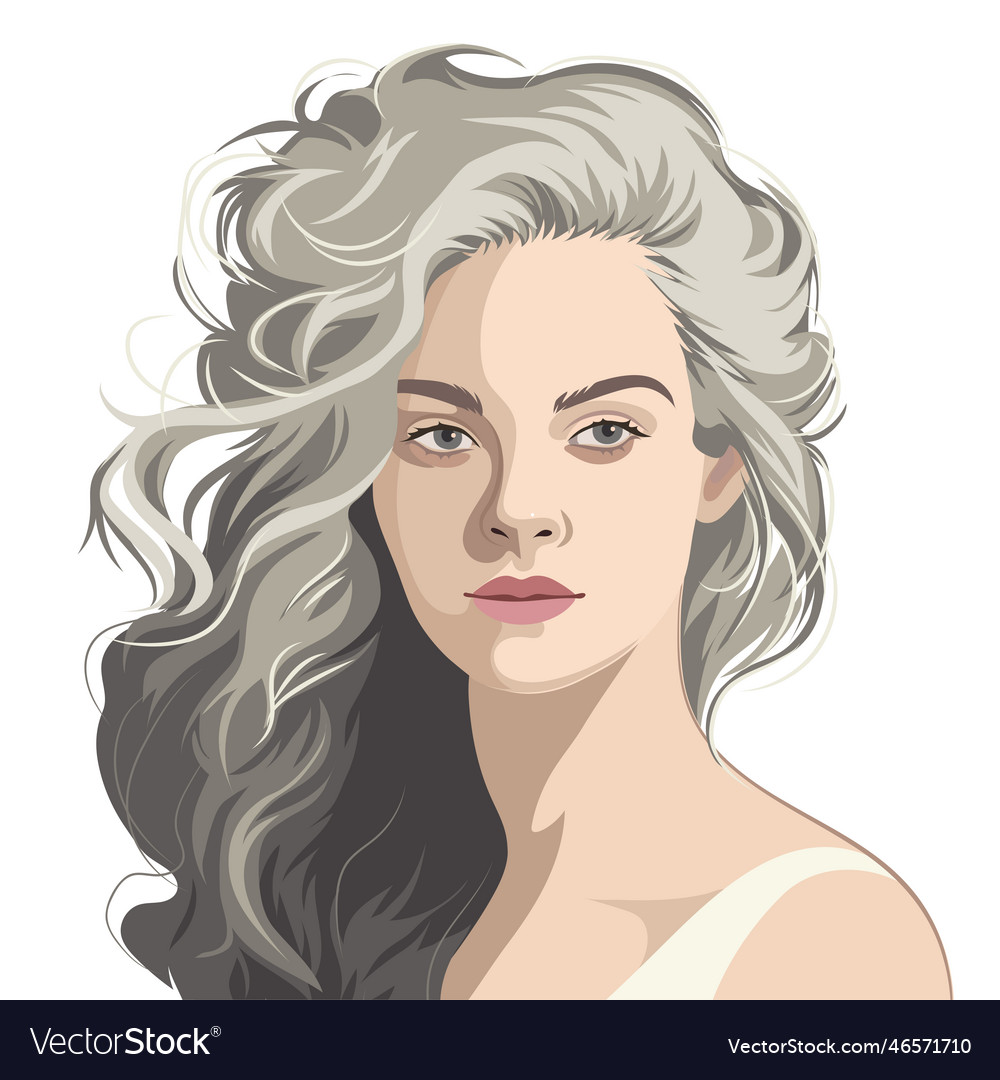 Portrait of a beautiful girl with loose hair just Vector Image