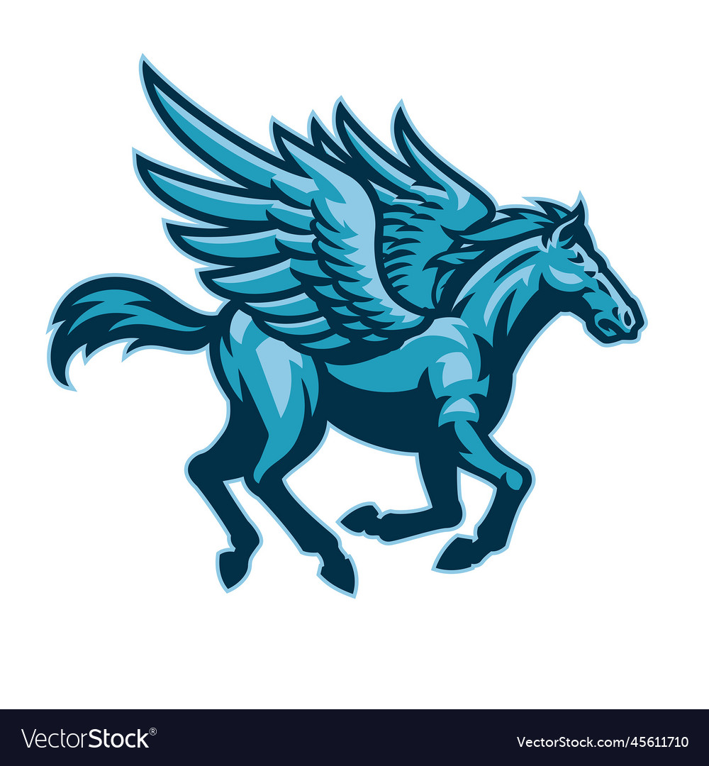 Winged horse pegasus mascot logo Royalty Free Vector Image