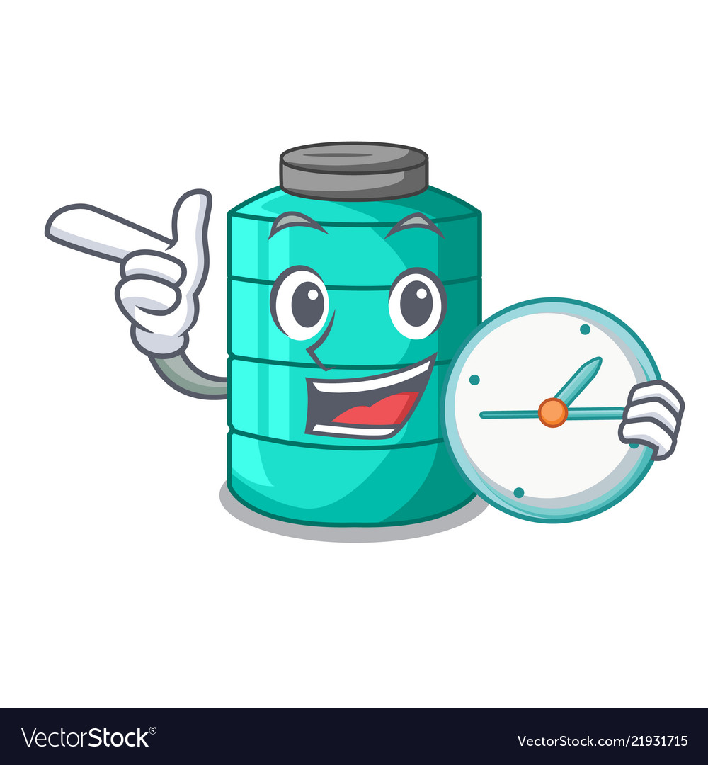 With clock plastic cartoon water tank Royalty Free Vector With clock plastic cartoon water tank Royalty Free Vector