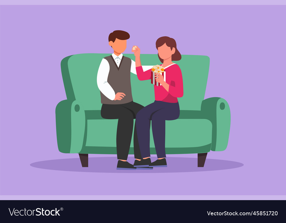 Character Flat Drawing Romantic Young Couple Vector Image