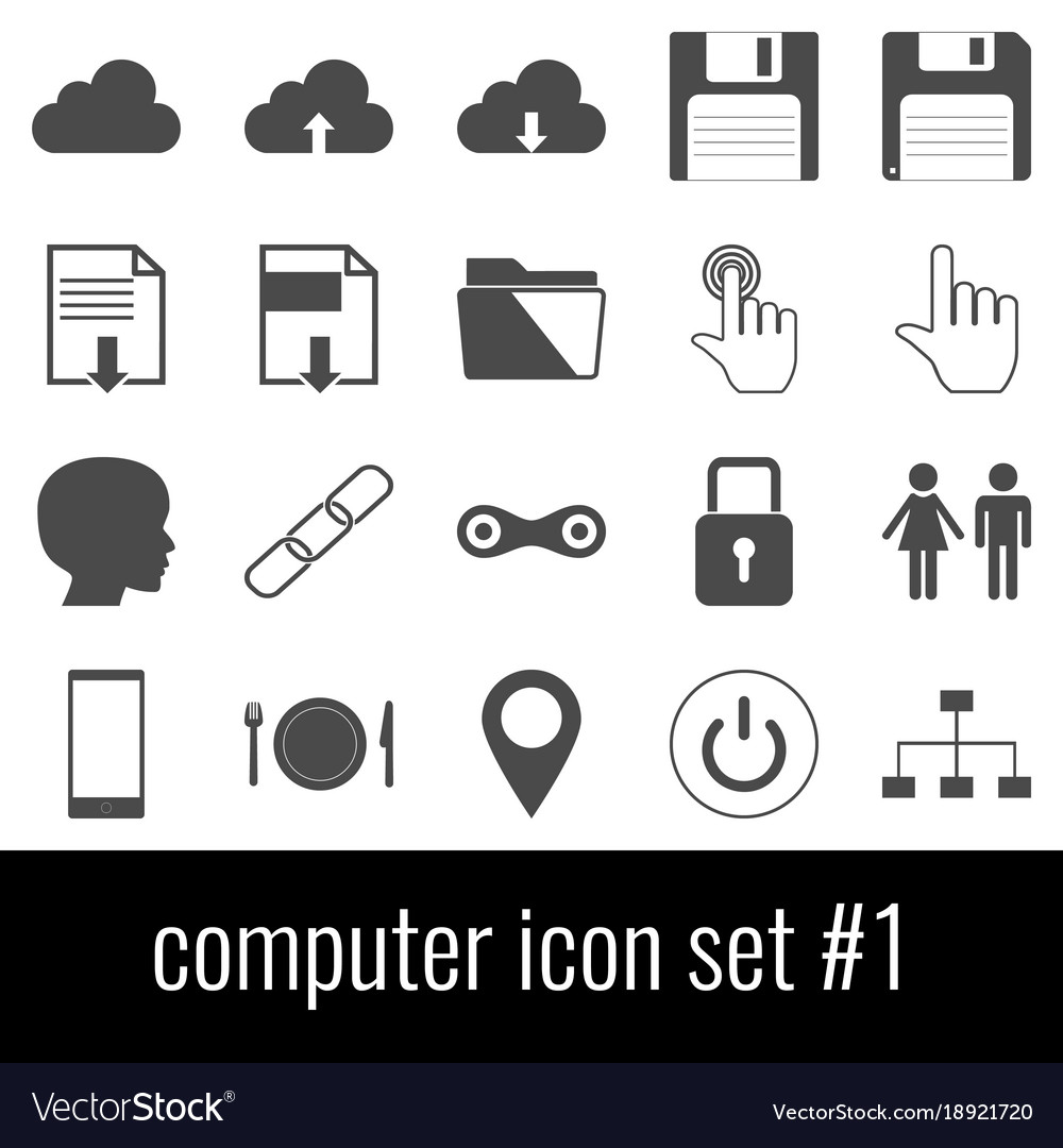 Computer icon set 1 gray icons on white Royalty Free Vector