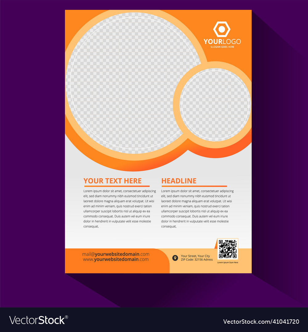 Layout with modern orange circle elements Vector Image