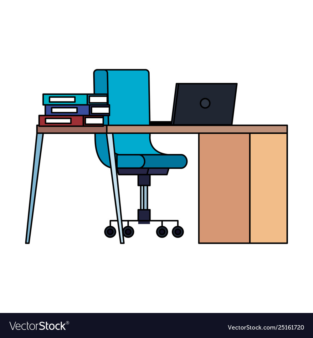 Office Desk And Chair With Laptop