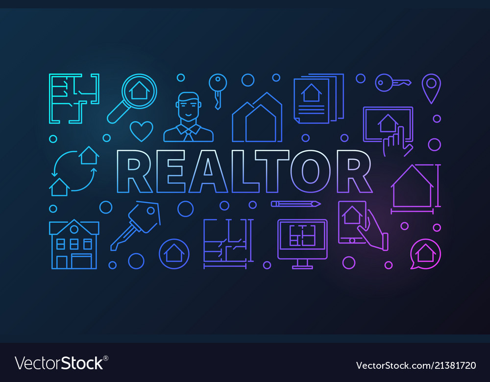Realtor colored outline Royalty Free Vector Image