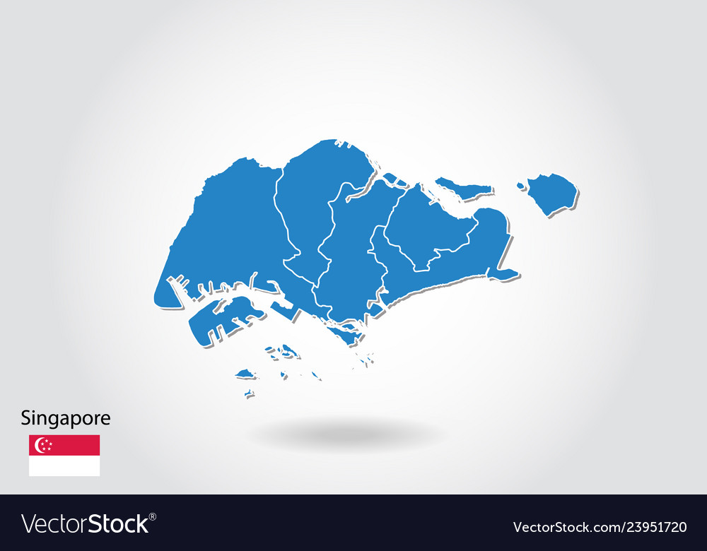 3d Map Of Singapore Singapore Map Design With 3D Style Blue Royalty Free Vector