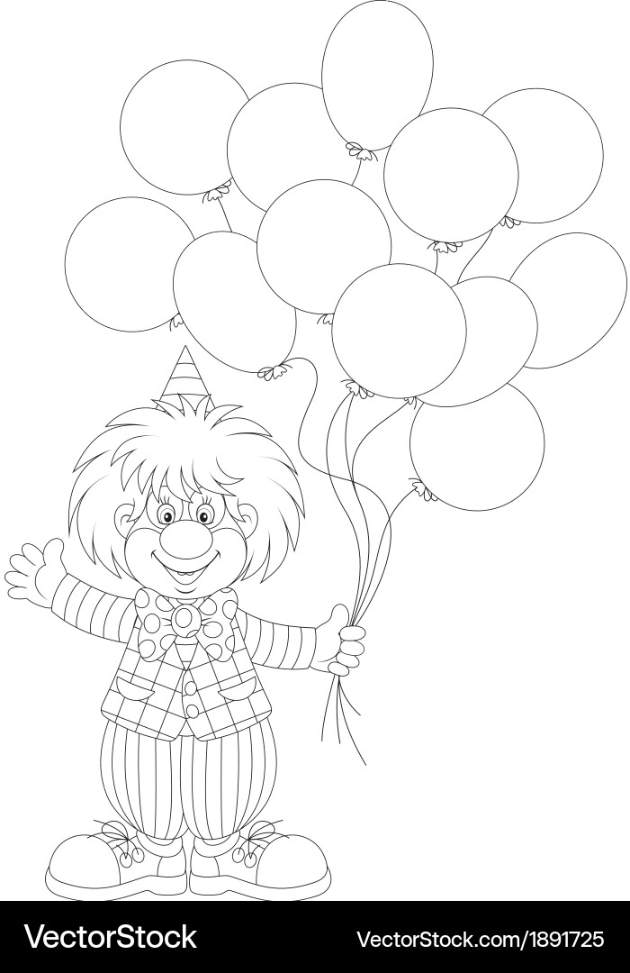 Clown With Balloons Royalty Free Vector Image Vectorstock