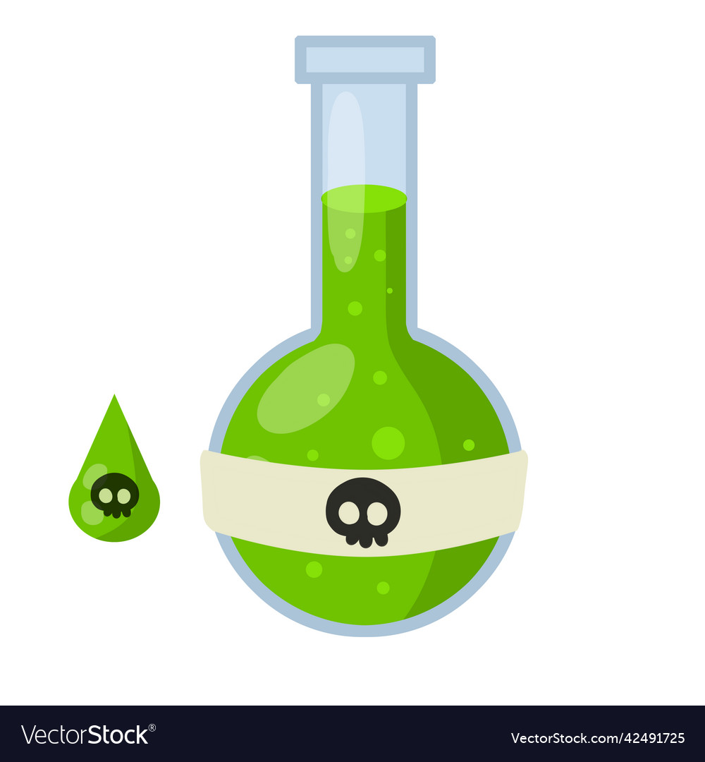 Flask of green poison liquid bottle Royalty Free Vector