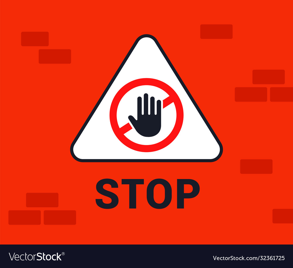 Red road sign with stop hand Royalty Free Vector Image