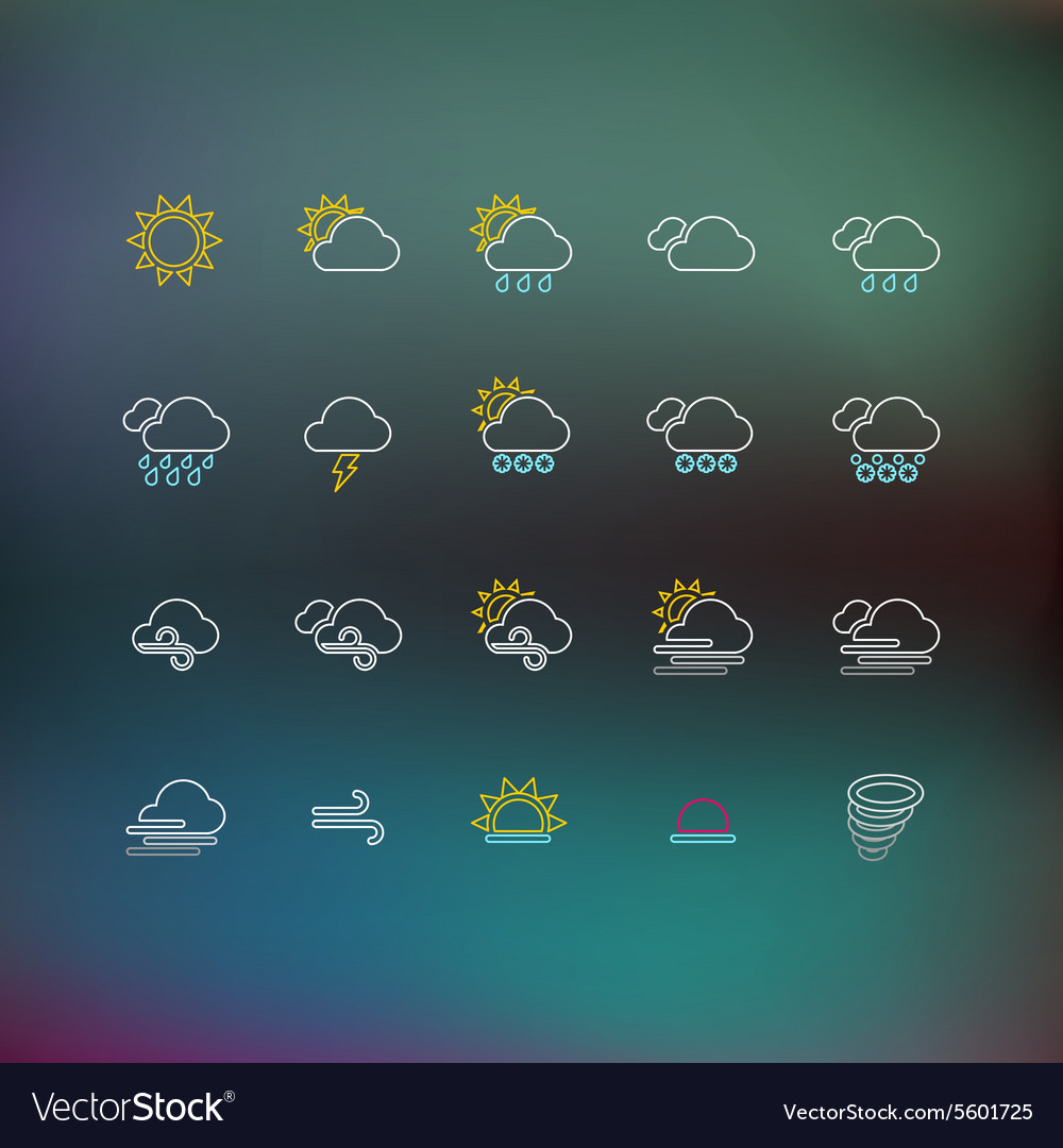 Weather thin line icons Royalty Free Vector Image