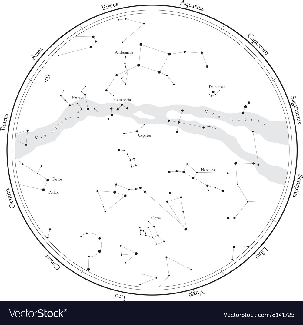 Zodiac star map Royalty Free Vector Image VectorStock