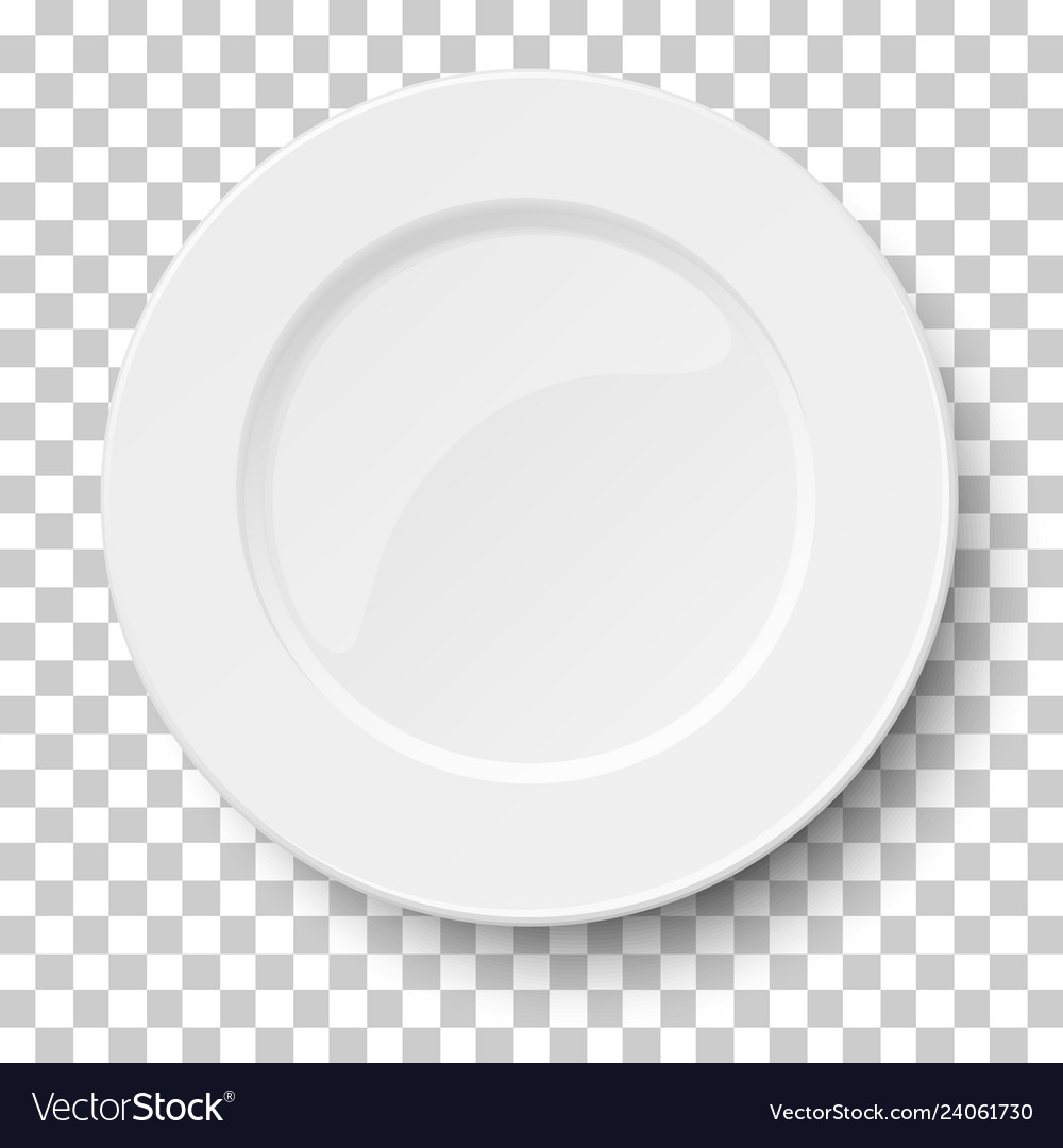 Empty classic white plate isolated on transparent Vector Image