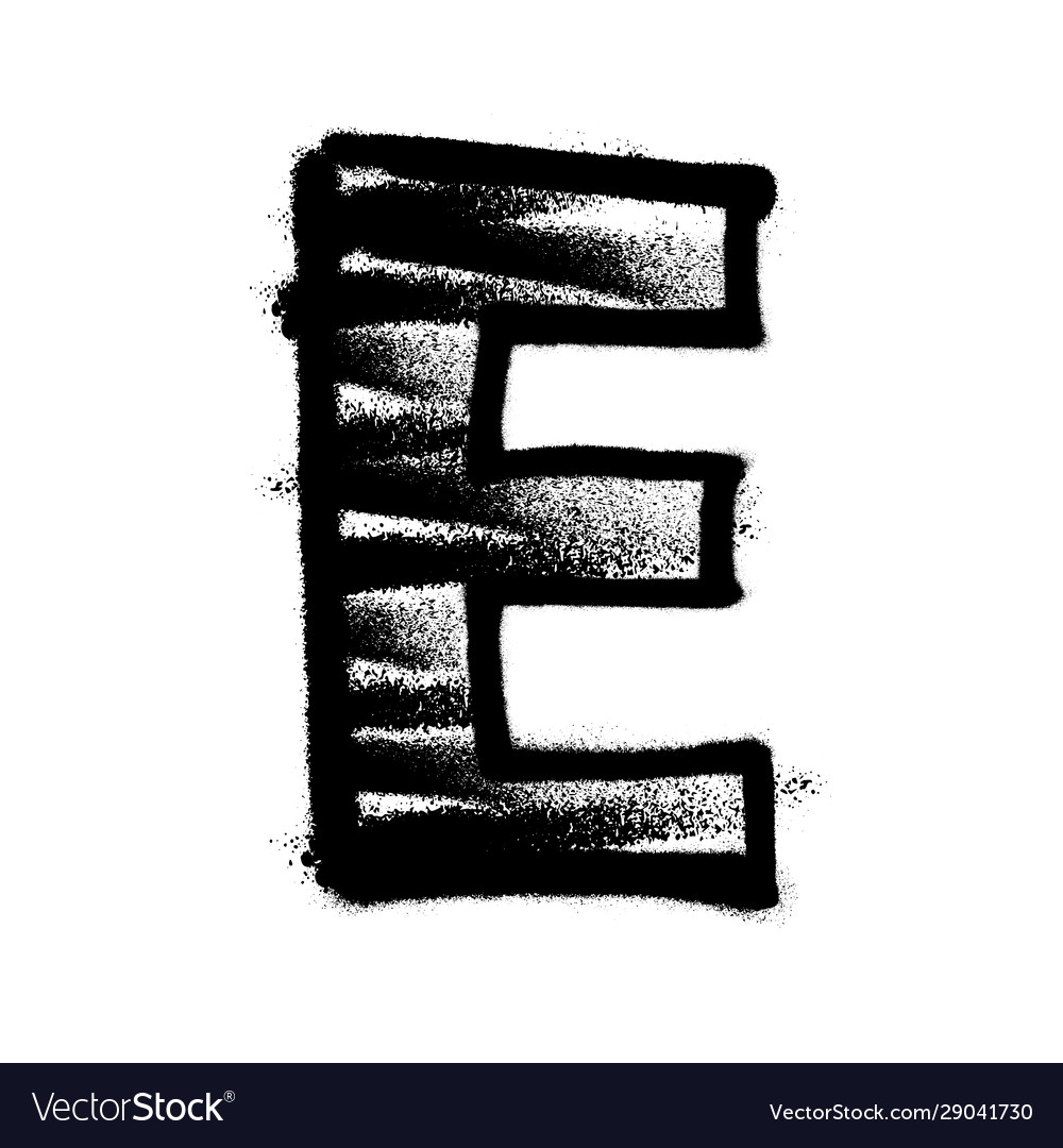 Letter E Graffiti Alphabet With Spray Lines And Vector Image