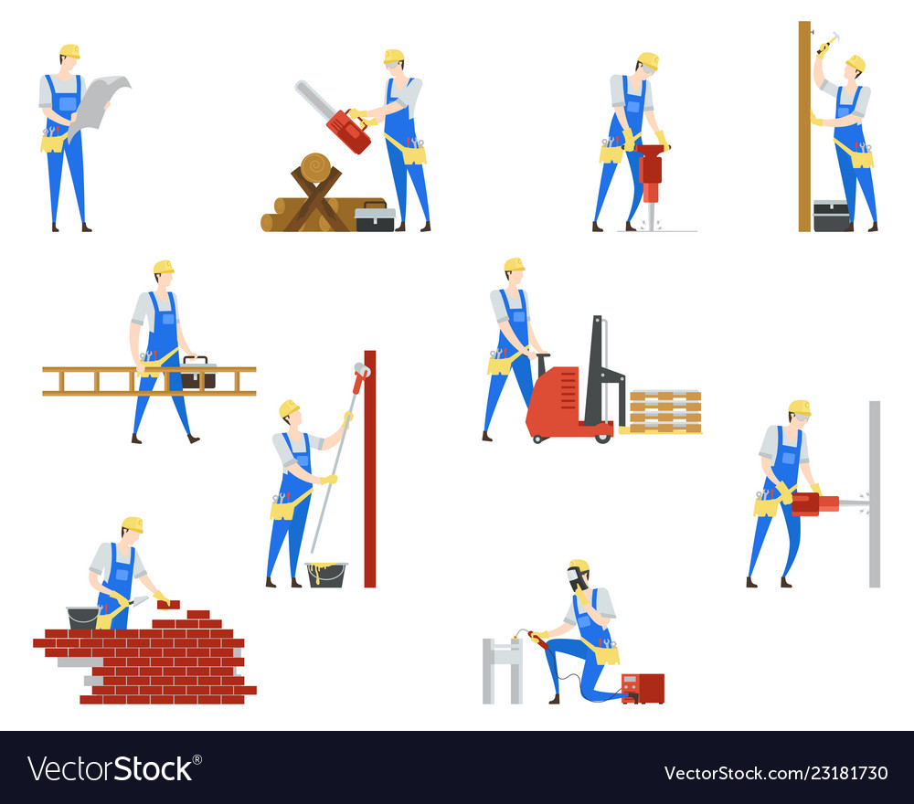 People at builder professions job and work Vector Image