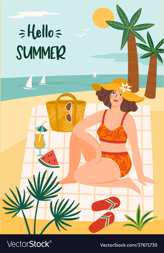 Woman in swimsuit Royalty Free Vector Image - VectorStock