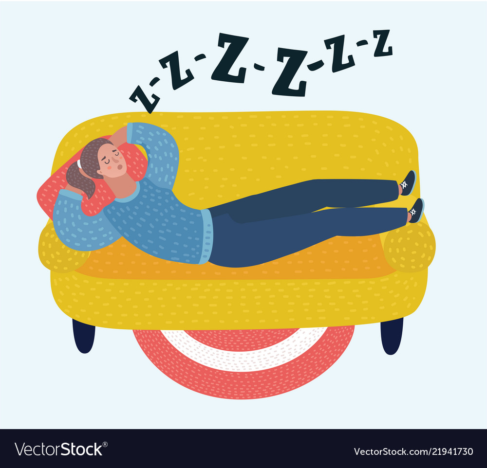 Woman sleep on sofa in room dreaming girl Vector Image