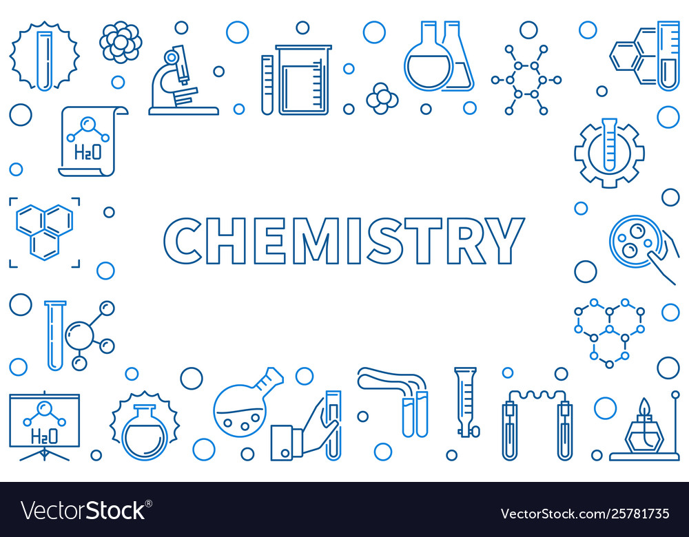 Chemistry horizontal banner or frame Royalty Free Vector