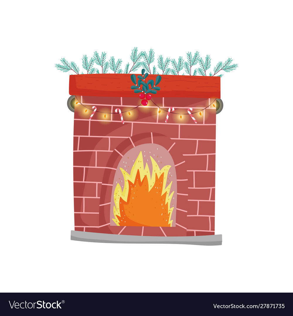 Chimney Lights Garland Candy Sticks Decoration Vector Image