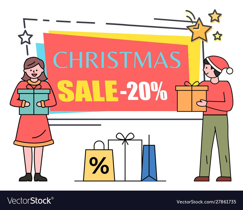 Christmas sale 20 percent off banner for shops Vector Image