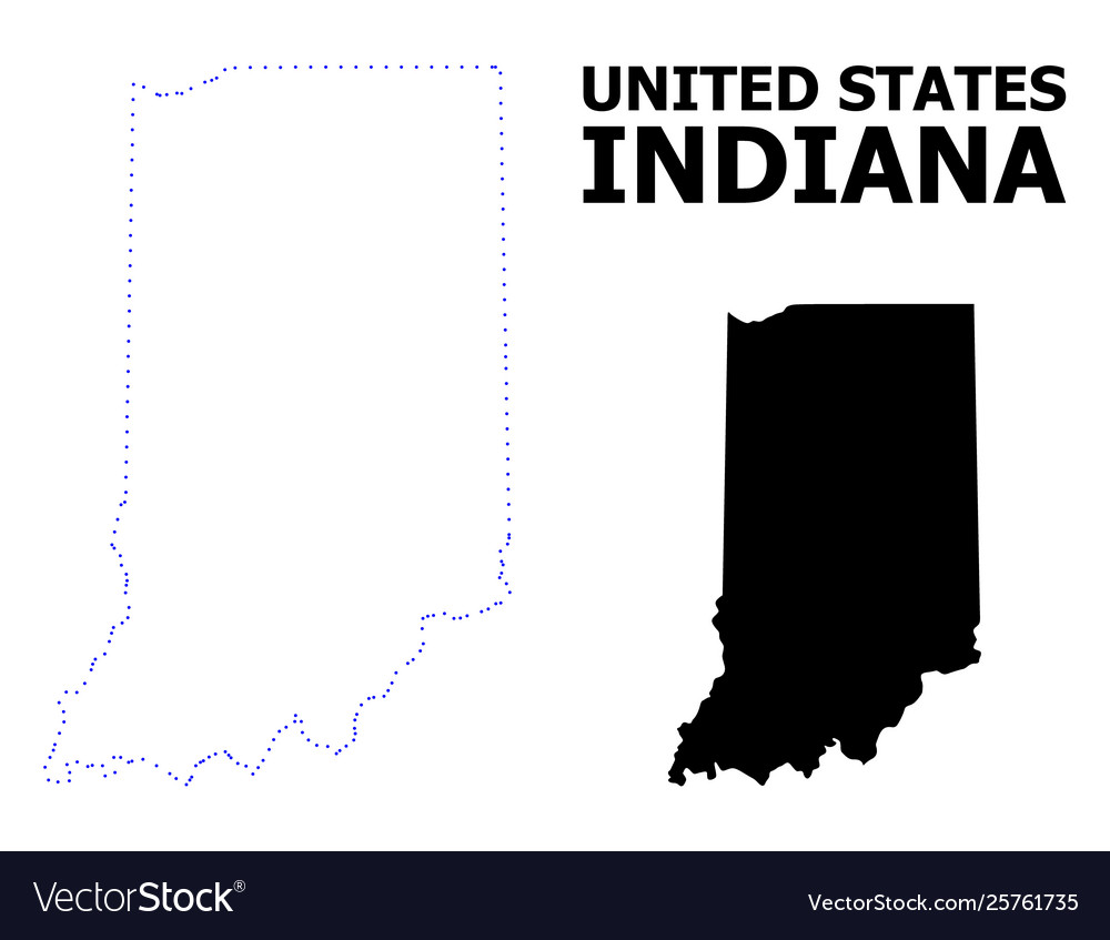 Contour dotted map indiana state Royalty Free Vector Image