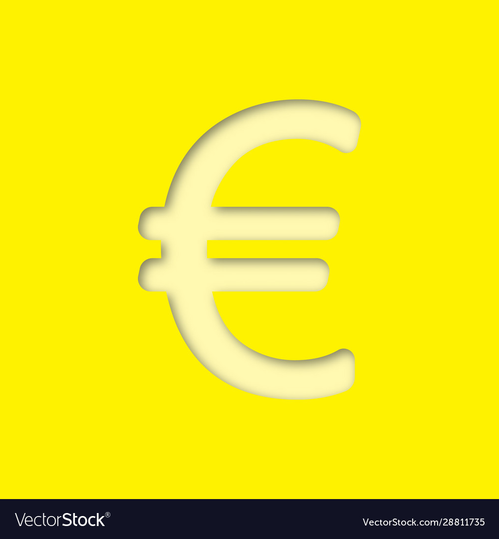 Euro sign paper cut out icon Royalty Free Vector Image