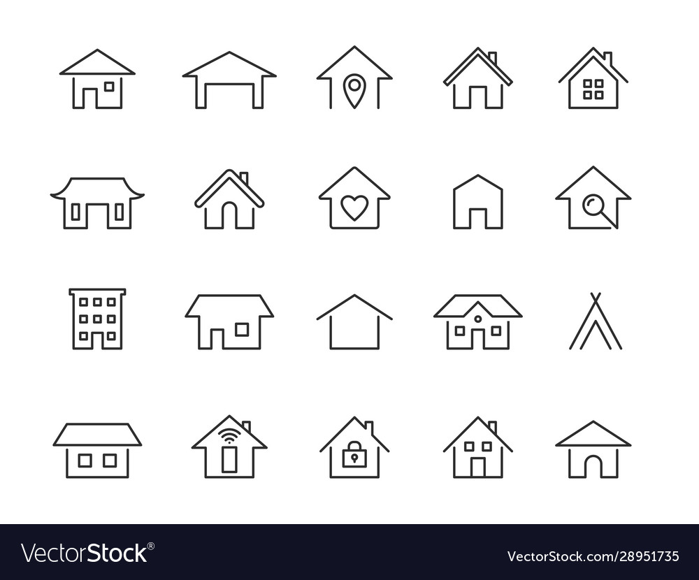 Home line icons modern outline houses app vector image Home line icons modern outline houses app