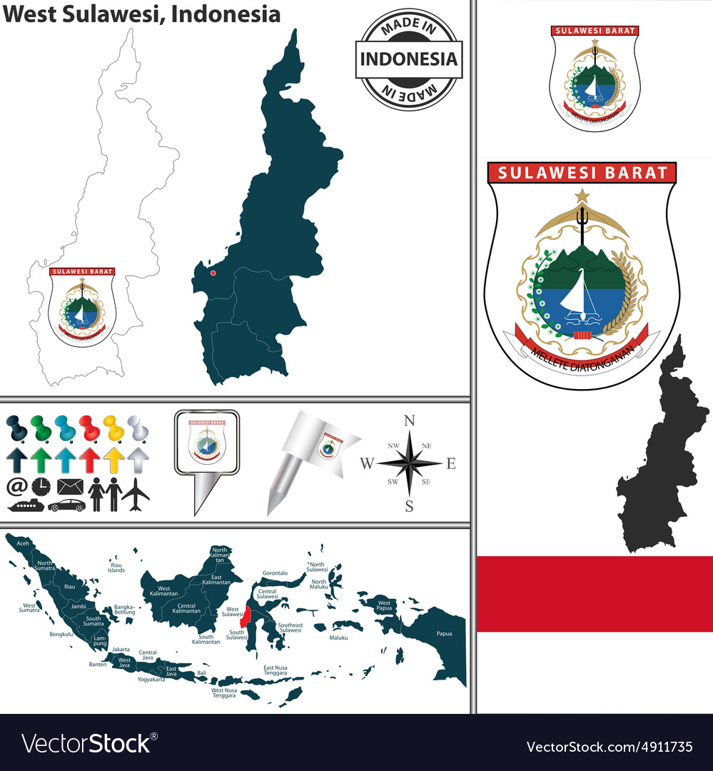 Map of west sulawesi Royalty Free Vector Image