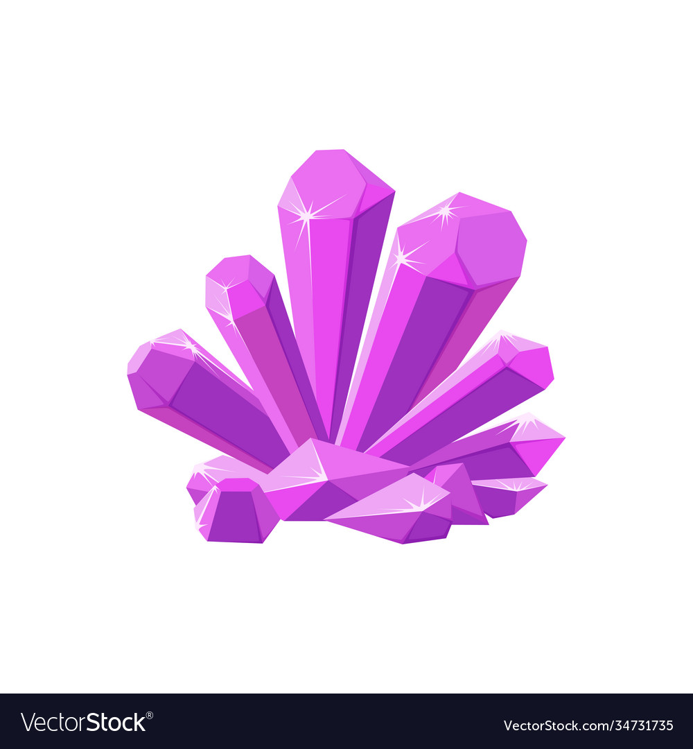 Pink crystals or gemstones shining amethyst Vector Image