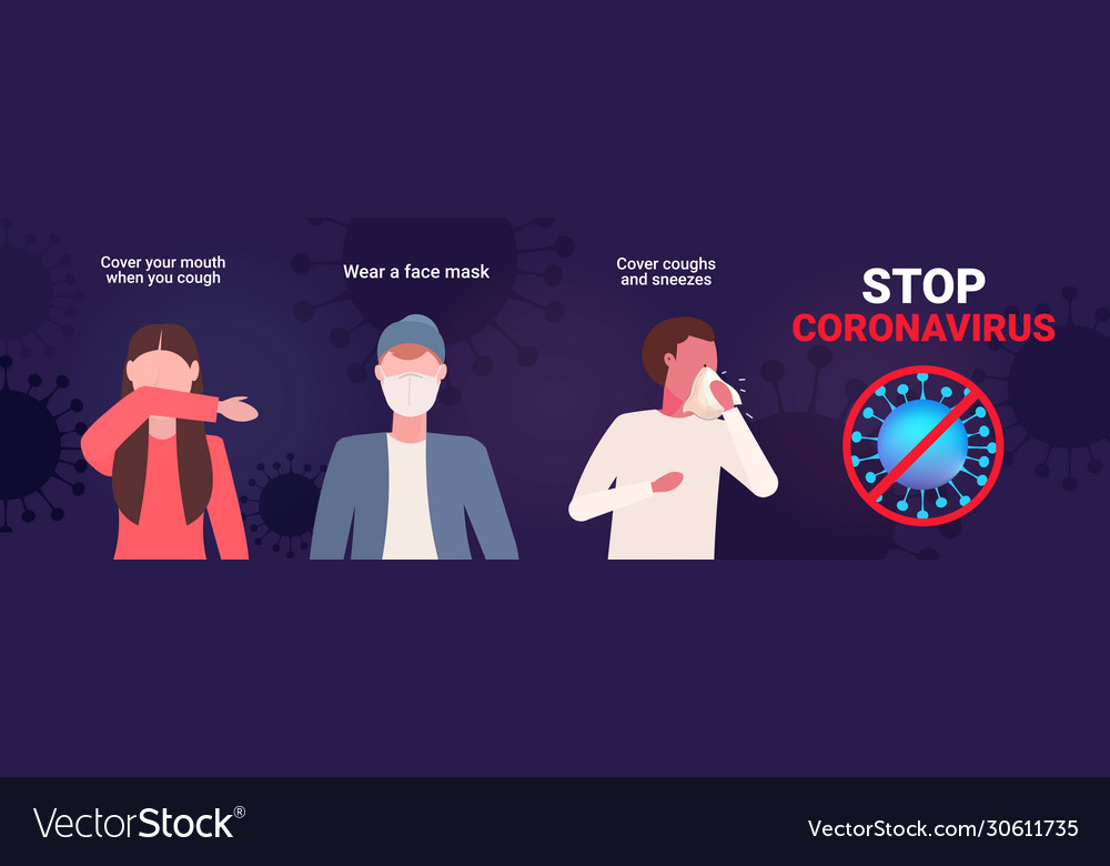 Set Basic Protective Measures Against Coronavirus Vector Image