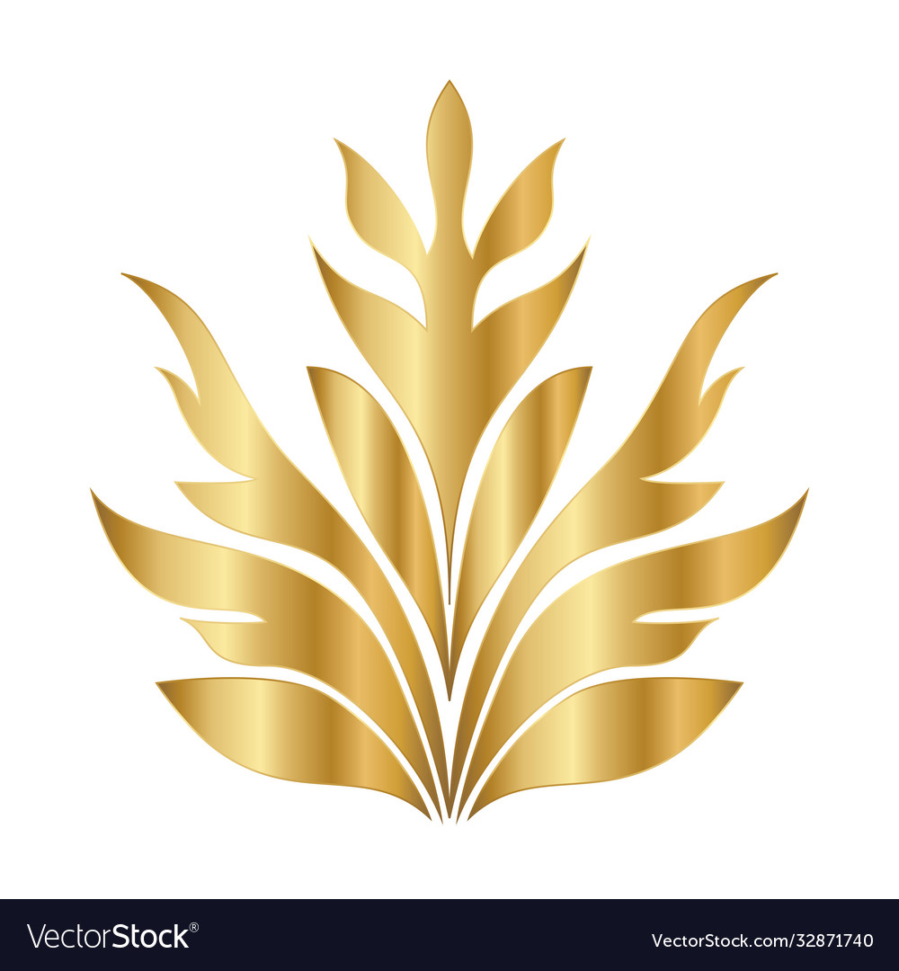 Gold leaves shaped ornament design Royalty Free Vector Image