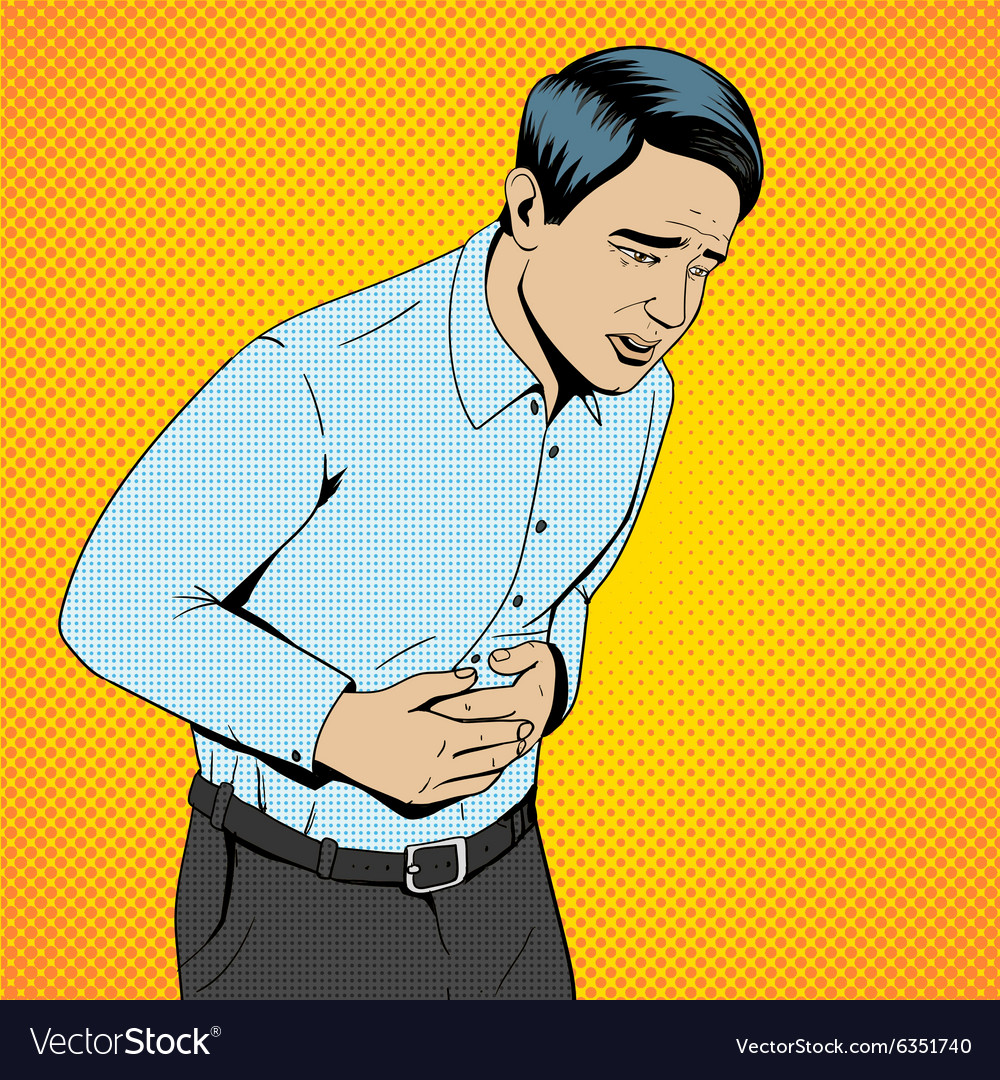 Man Suffering Stomach Pain Pop Art Retro Vector Image