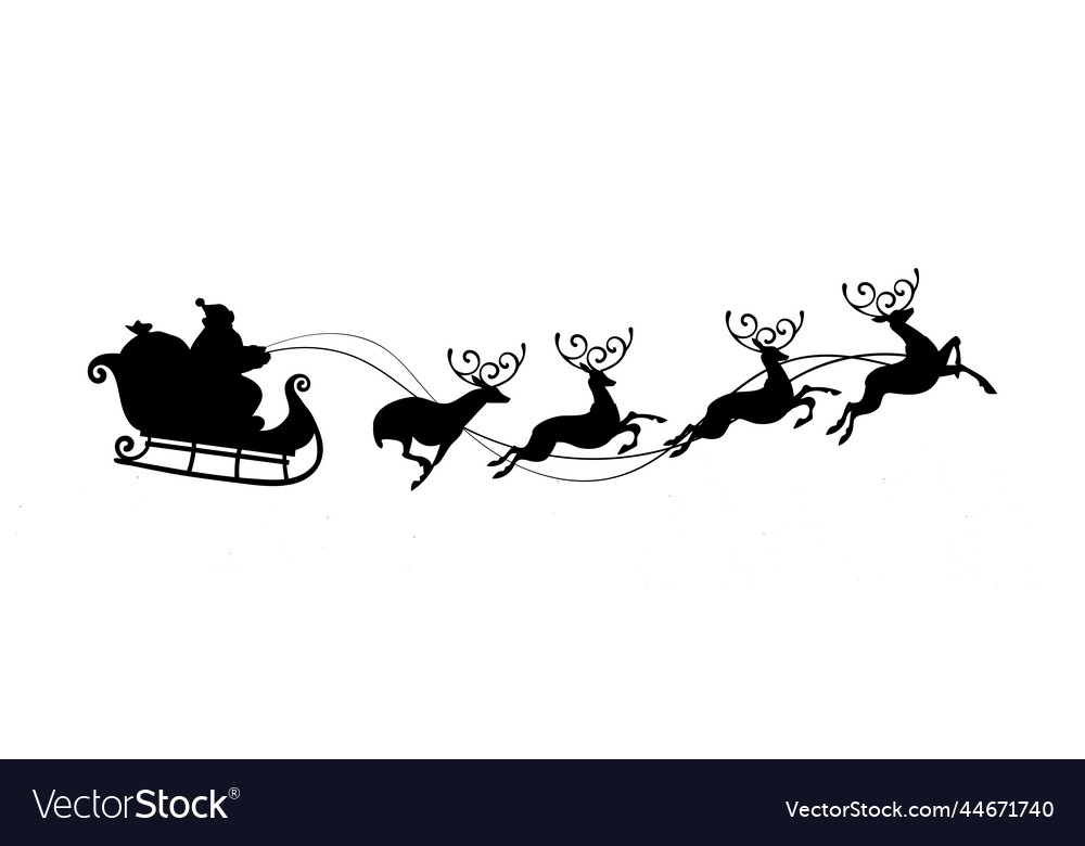 Santa claus flying in a sleigh with reindeer Vector Image