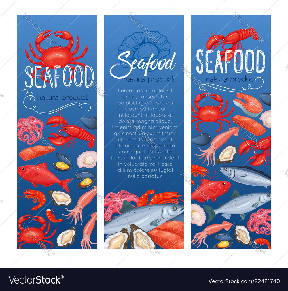 Seafood banner fish and shellfish