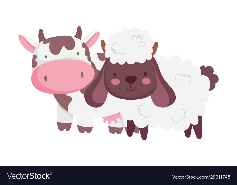 Cow and sheep farm animal cartoon